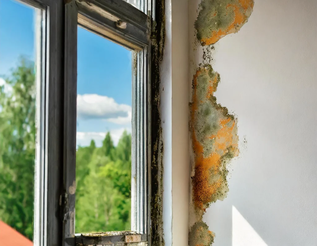 Zawilgocenie ścian - źle zamontowane okna - ekspertyza budowlana