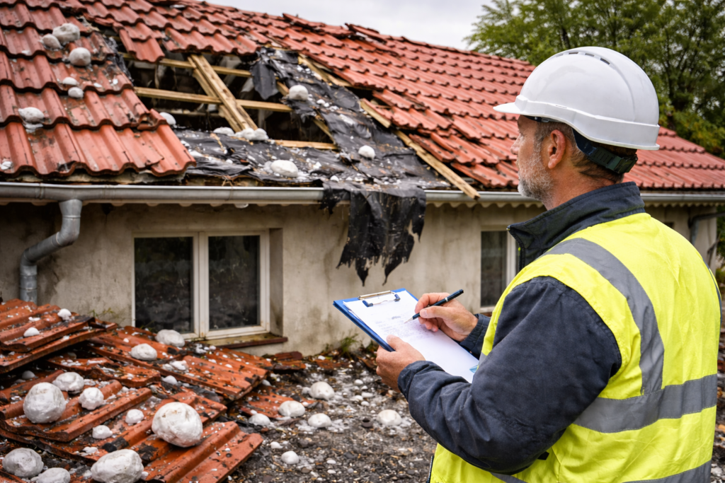 Ekspertyza po gradobiciu – rzeczoznawca budowlany ocenia zniszczony dach i pokrycie dachowe