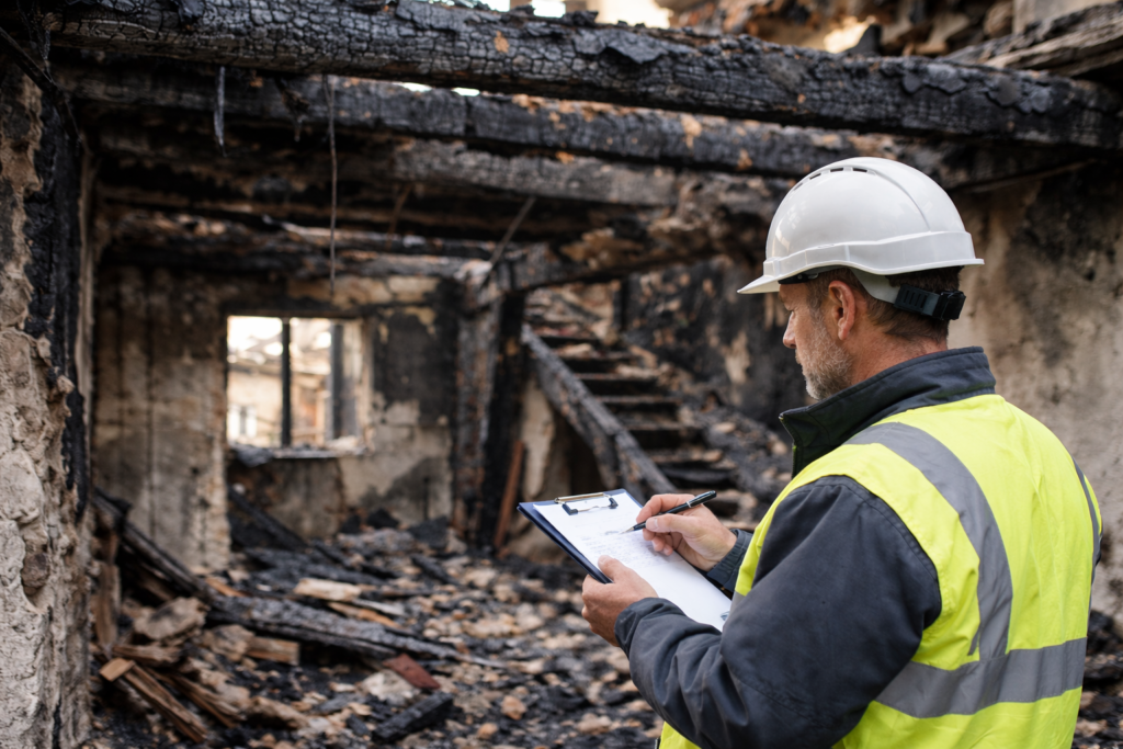 Ekspertyza po pożarze – rzeczoznawca budowlany ocenia stan konstrukcji w pogorzelisku