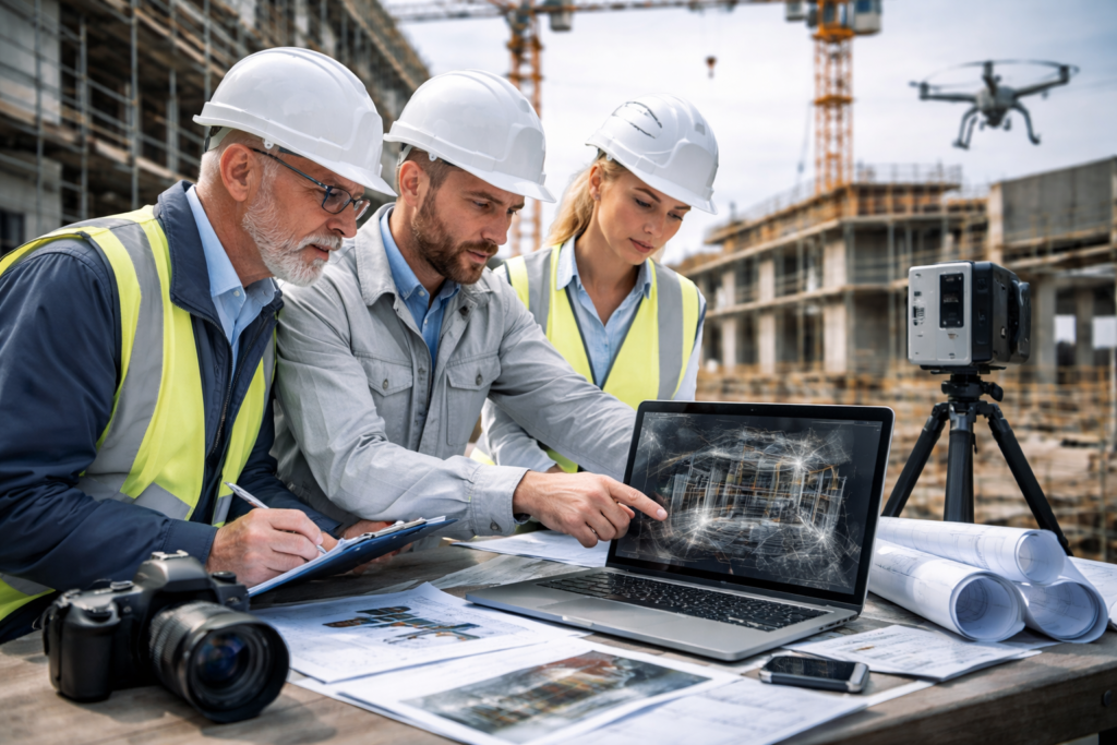 Skaning laserowy 3D na budowie – rzeczoznawcy dokumentują stan robót w celu zabezpieczenia dowodu zgodnie z art. 310 k.p.c.